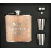 Engraved Hip Flask Captive Lid 6oz Wood Covered stainless steel